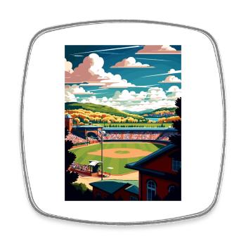 Cooperstown New York State Vintage Travel Poster - Square fridge magnet - white - Front