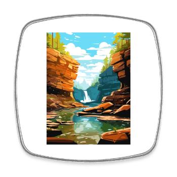 Bushkill Falls Pennsylvania Vintage Reiseposter - Viereckiger Kühlschrankmagnet - Weiß - Vorne