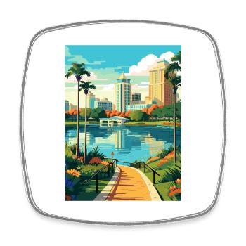 Orlando Beach Florida Vintage Travel Poster WPA - Square fridge magnet - white - Front