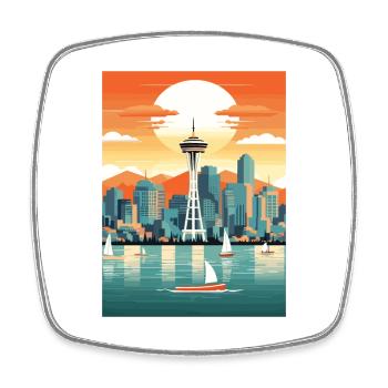 Vancouver Canada décoration Vintage affiche de voyage - Magnet carré - blanc - Devant