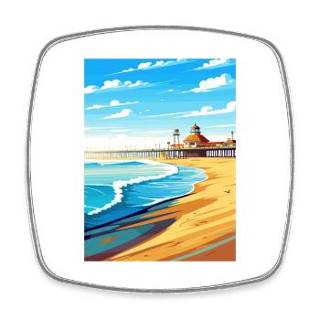 Huntington Beach Californie Vintage affiche de voyage - Magnet carré - blanc - Devant