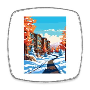 Seven Springs Resort Pennsylvania Travel Poster - Square fridge magnet - white - Front