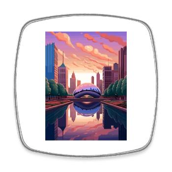 Chicago Illinois Millennium Park Reiseplakat - Viereckiger Kühlschrankmagnet - Weiß - Vorne