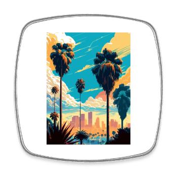 Los Angeles California Deco Vintage Travel Poster - Square fridge magnet - white - Front