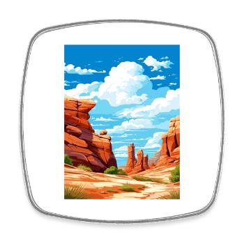 Große Treppe Utah Wüste Vintage Reiseposter - Viereckiger Kühlschrankmagnet - Weiß - Vorne