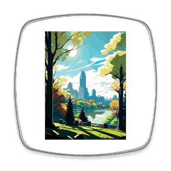 Central Park New York State Vintage-Reiseposter - Viereckiger Kühlschrankmagnet - Weiß - Vorne
