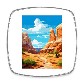 Große Treppe Utah Wüste Vintage Reiseposter - Viereckiger Kühlschrankmagnet - Weiß - Vorne