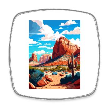 Red Rock State Park Arizona Vintage Travel Poster - Square fridge magnet - white - Front