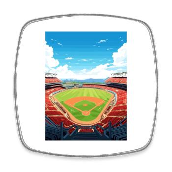 La Angels Stadion Kalifornien Vintage Reiseposter - Viereckiger Kühlschrankmagnet - Weiß - Vorne