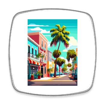 Port St Lucie Beach Florida Vintage Reiseposter - Viereckiger Kühlschrankmagnet - Weiß - Vorne