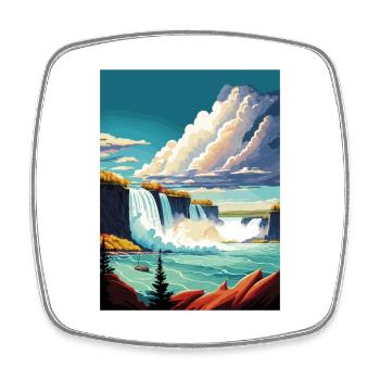 Niagara Falls New York State Vintage Travel Poster - Square fridge magnet - white - Front