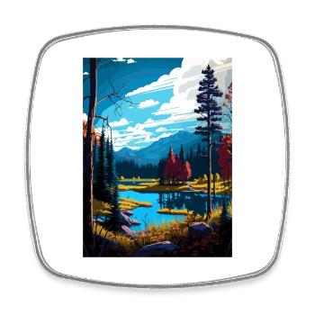 Adirondack Park New York State Travel Poster - Square fridge magnet - white - Front