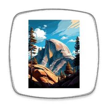 Half Dome Yosemite Californie affiche de voyage - Magnet carré - blanc - Devant