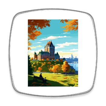 Affiche de voyage Fairmont Le Château Frontenac - Magnet carré - blanc - Devant
