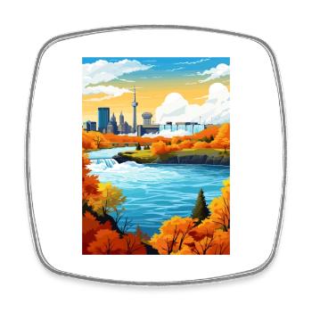 Niagara Falls New York State Vintage Travel Poster - Square fridge magnet - white - Front