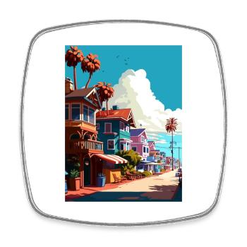 Capitola Beach Californie Affiche de voyage Vintage - Magnet carré - blanc - Devant