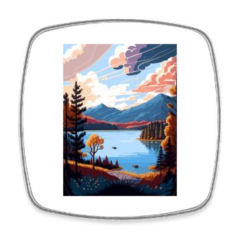 Lake Placid New York State Vintage Travel Poster - Square fridge magnet - white - Front