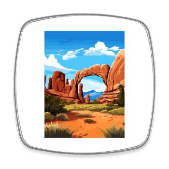 Parc national des Arches Utah Affiche de voyage Vintage - Magnet carré - blanc - Devant