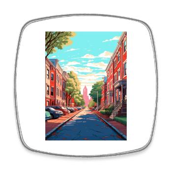 Philadelphia Pennsylvania Vintage Reiseposter - Viereckiger Kühlschrankmagnet - Weiß - Vorne
