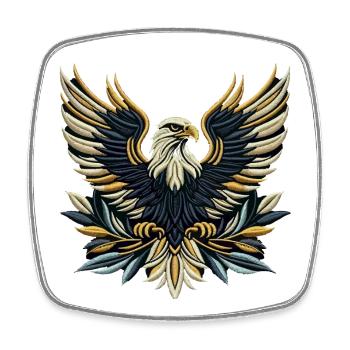 T-shirt Brodé Ailes d'Aigle Royal - Magnet carré - blanc - Devant