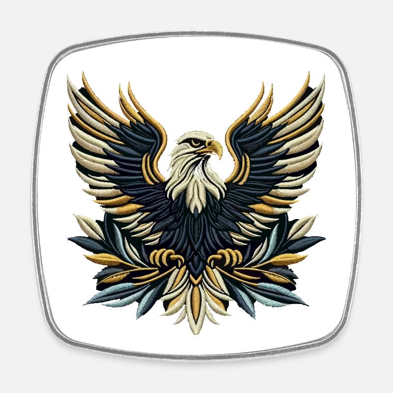 Regal Eagle Wings Embroidered Tee - Square fridge magnet - white