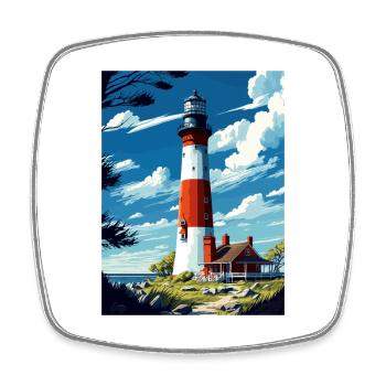 Long Island New York State Vintage Travel Poster - Square fridge magnet - white - Front