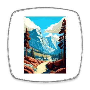 John Muir Trail California Vintage Reiseposter - Viereckiger Kühlschrankmagnet - Weiß - Vorne