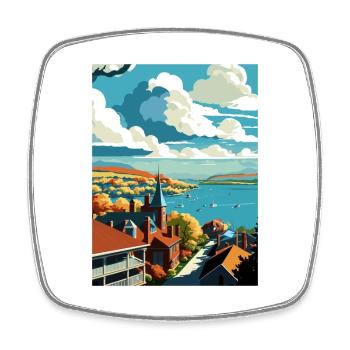 Canandaigua New York State Vintage Travel Poster - Square fridge magnet - white - Front