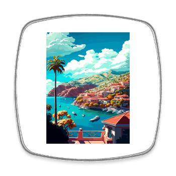 Catalina Island Kalifornien Vintage Reiseposter - Viereckiger Kühlschrankmagnet - Weiß - Vorne