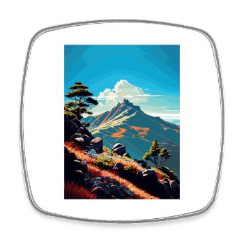 Mount Tamalpais Kalifornien Vintage Reiseposter - Viereckiger Kühlschrankmagnet - Weiß - Vorne