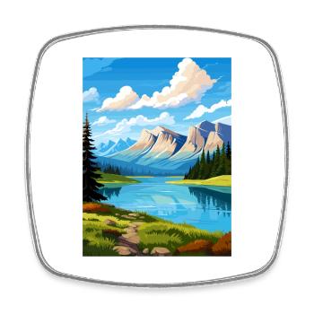 Parc national de Banff Canada Affiche de voyage Vintage - Magnet carré - blanc - Devant