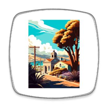 San Luis Obispo California Vintage Reiseposter - Viereckiger Kühlschrankmagnet - Weiß - Vorne