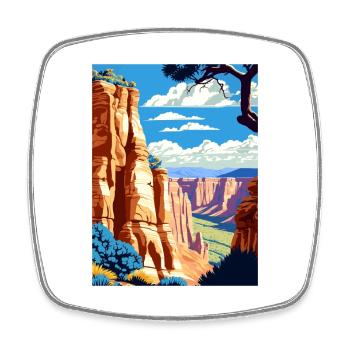 Colorado National Monument Vintage Travel Poster - Square fridge magnet - white - Front