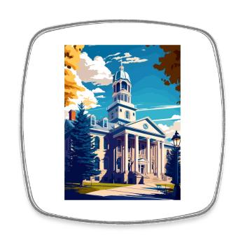 State College Pennsylvania Vintage-Reiseposter - Viereckiger Kühlschrankmagnet - Weiß - Vorne