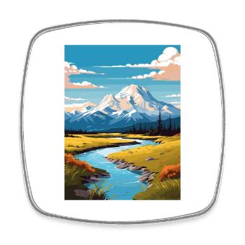 Wrangell Nationalpark Alaska Reiseposter - Viereckiger Kühlschrankmagnet - Weiß - Vorne