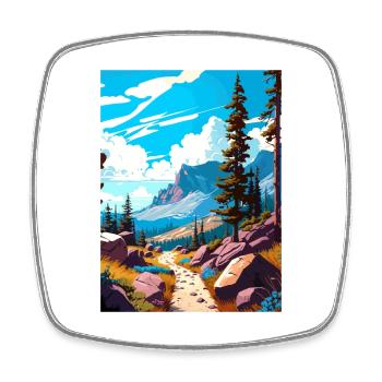Pacific Crest Trail California Travel Poster - Square fridge magnet - white - Front