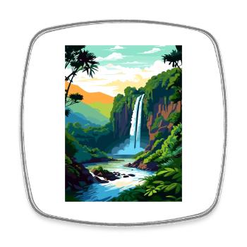Akaka Falls State Park Hawaii Reiseposter - Viereckiger Kühlschrankmagnet - Weiß - Vorne