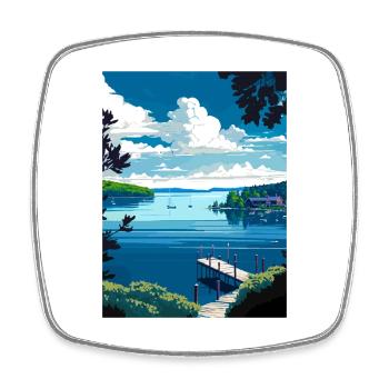 Chautauqua Lake New York State Travel Poster - Square fridge magnet - white - Front
