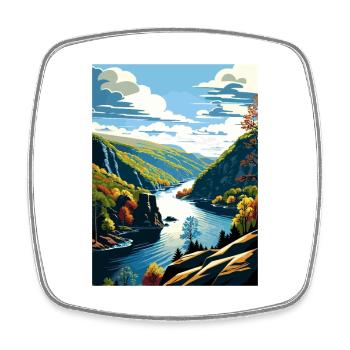 Delaware Water Gap Pennsylvania Reiseposter - Viereckiger Kühlschrankmagnet - Weiß - Vorne