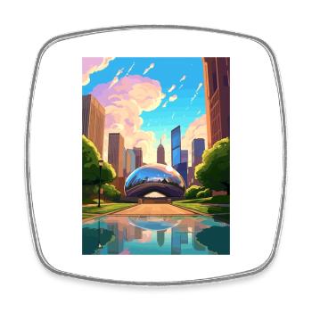 Chicago Illinois Millennium Park Reiseplakat - Viereckiger Kühlschrankmagnet - Weiß - Vorne