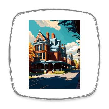 Saratoga Springs New York State Travel Poster - Square fridge magnet - white - Front