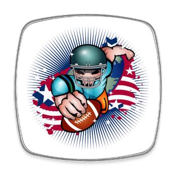 Football Spieler mit Football und USA Flagge - Viereckiger Kühlschrankmagnet - Weiß - Vorne