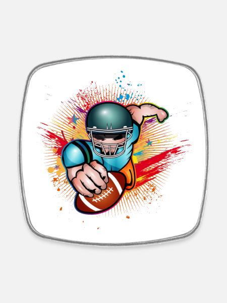 Football Spieler mit Football im Graffiti Style - Viereckiger Kühlschrankmagnet - Weiß
