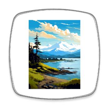 Kachemak Bay Alaska Vintage Reiseposter Souvenir - Viereckiger Kühlschrankmagnet - Weiß - Vorne