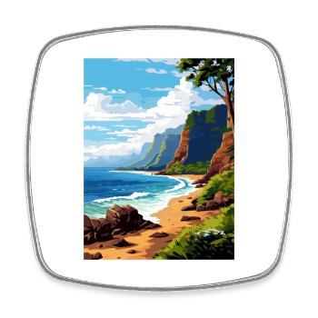 Napali Coast Hawaii Vintage Reiseposter Souvenir - Viereckiger Kühlschrankmagnet - Weiß - Vorne