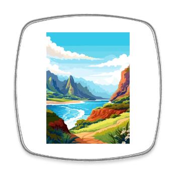 Napali Coast Hawaii Vintage Reiseposter Souvenir - Viereckiger Kühlschrankmagnet - Weiß - Vorne