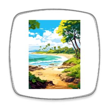 Hapuna Beach Hawaii Vintage Reiseposter Souvenir - Viereckiger Kühlschrankmagnet - Weiß - Vorne
