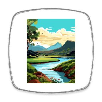 Wailua River Hawaii Vintage voyage affiche Souvenir - Magnet carré - blanc - Devant