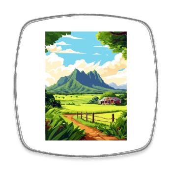 Kualoa Ranch Hawaii Vintage Reiseposter Souvenir - Viereckiger Kühlschrankmagnet - Weiß - Vorne