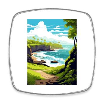 Waianapanapa Hawaii Vintage Reiseposter Souvenir - Viereckiger Kühlschrankmagnet - Weiß - Vorne